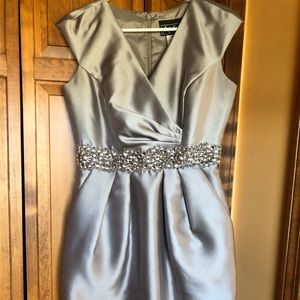 Gray bedazzled evening dress